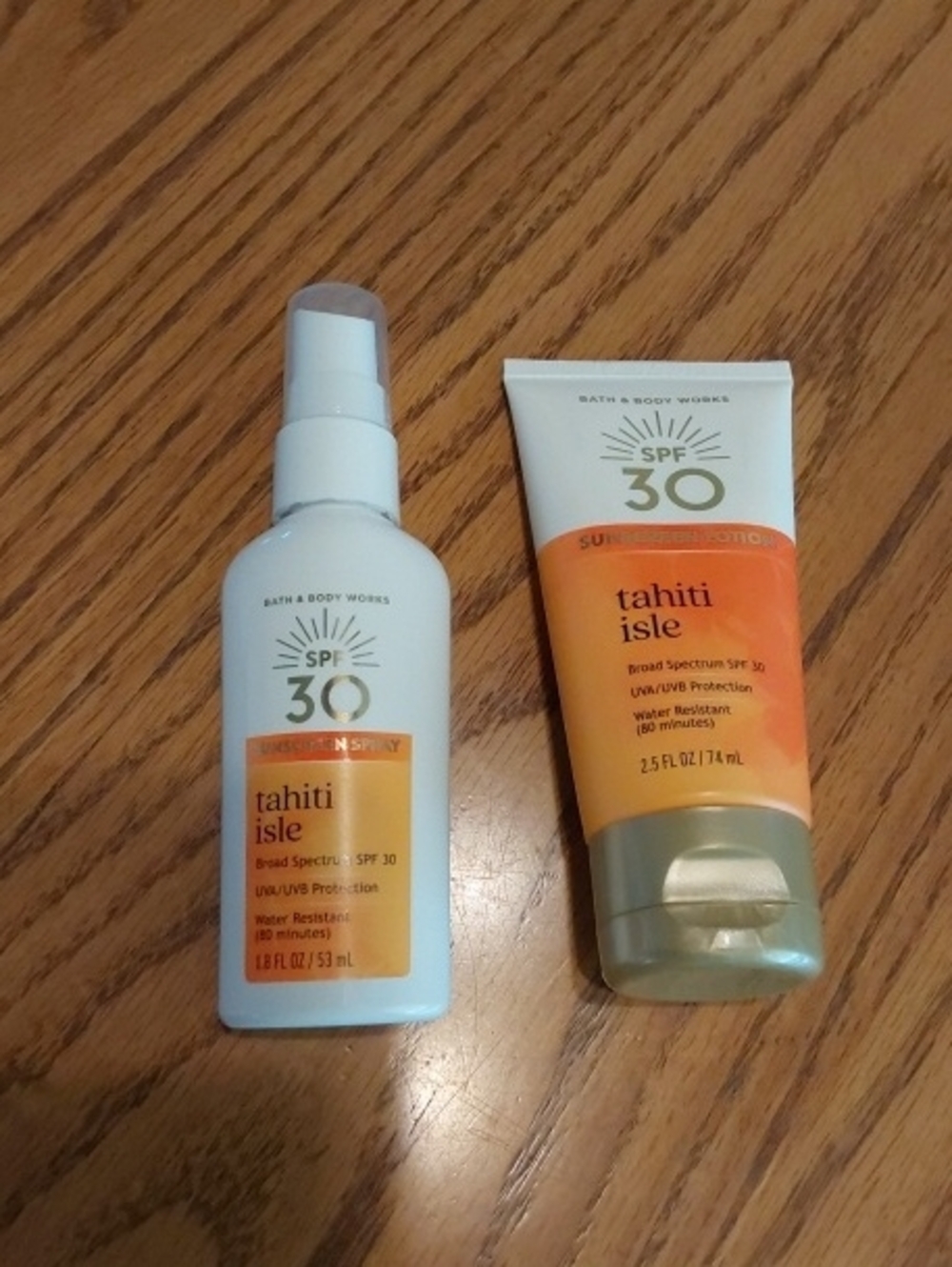 Bath & Body Works Tahiti Isle SPF 30 Sunscreen Lotion & Spray - White and Orange